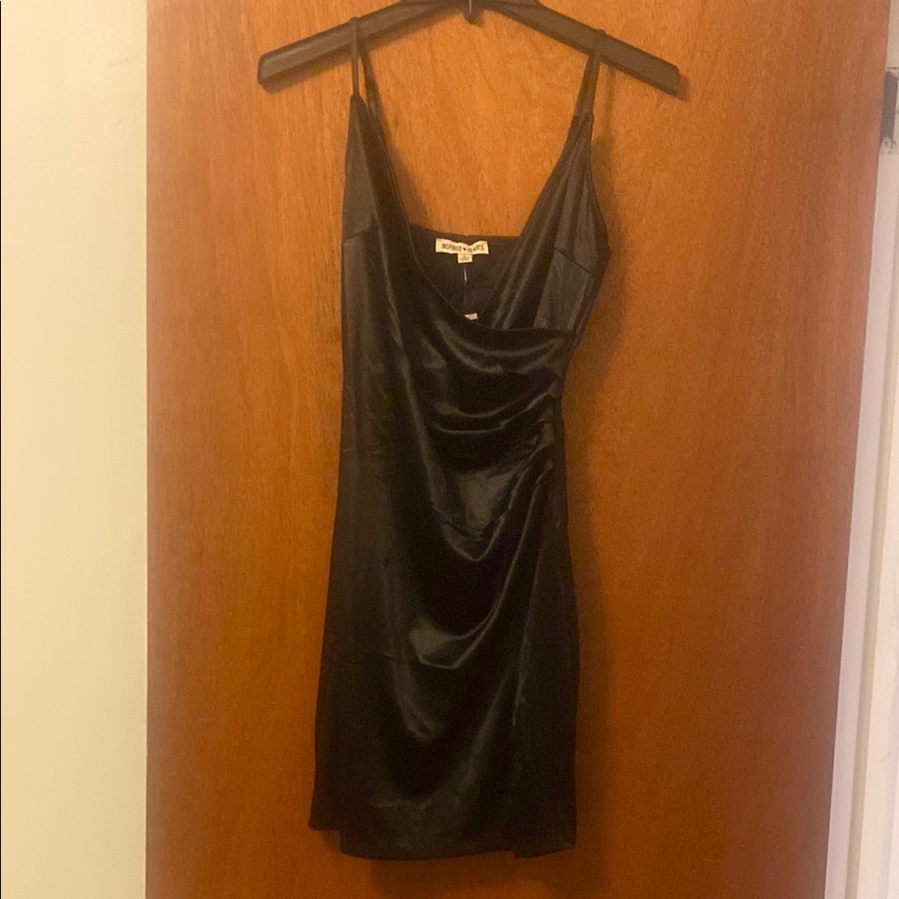 Inspired Hearts Large Elegant Black Satin Dress